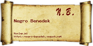 Negro Benedek névjegykártya